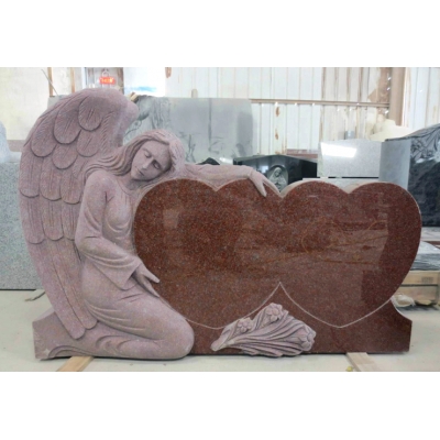 Customized Granite Double Heart Shaped Headstone Tombstone